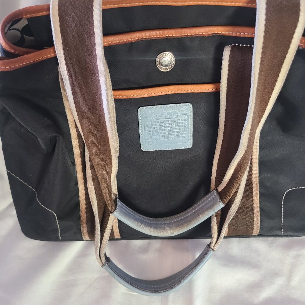 Vintage Y2K COACH Hamptons Nylon Tote Bag Black Leather Trim Handbag Purse Coach - Picture 6 of 6